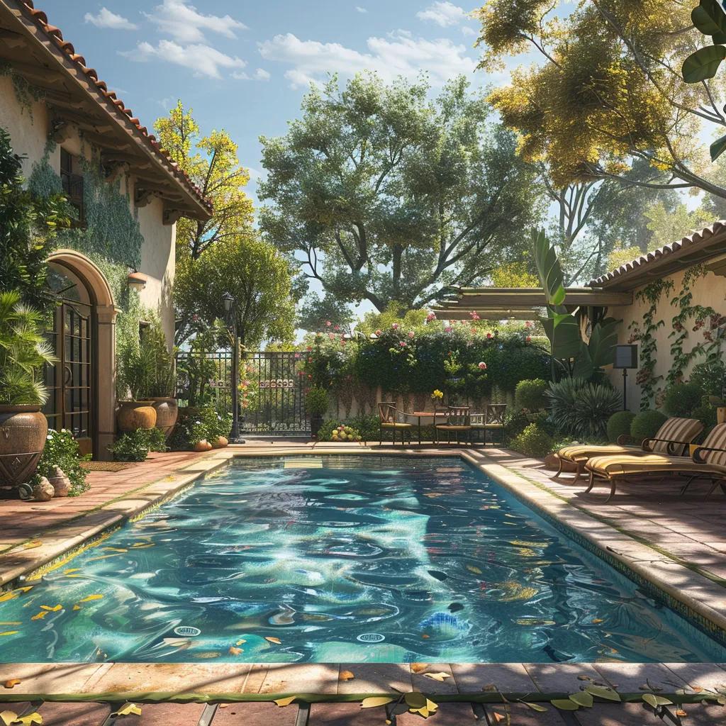 Beautiful Southern California pool scene emphasizing the importance of pool maintenance and leak detection
